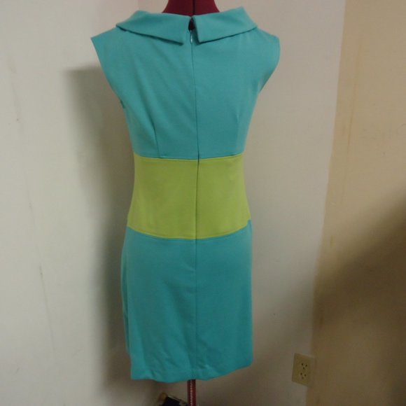 Just Taylor Size 4 Turquoise and Green Cowl Neck Mini Dress - Picture 5 of 9